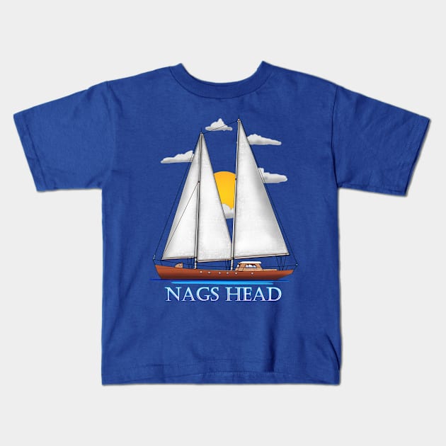 Nags Head Coastal Nautical Sailing Sailor Kids T-Shirt by macdonaldcreativestudios